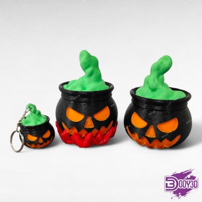 dunkel kessel unterstützung spiel deko dekoration dekor halloween kürbis grusel mini pop spaß zuhause haus garten realistisch zappeln monster kreatur rauch 3d print model - Mito3D