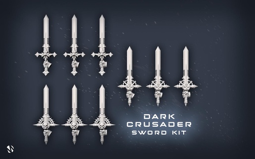 oscuro cruzado espada equipo espacio marina guerra martillo gótico wh40k 40000 negro templar 3d print model - Mito3D