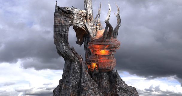 dark cthulhu watchtower mountains 3d print model - Mito3D
