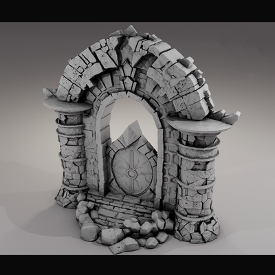 dark dungeons tabletop accessories - arched stone gate entrance game miniature mini figurine character wild west western middle earth ages terrain medieval train d&d war anime keychain 40 hammer diorama 3d print model - Mito3D