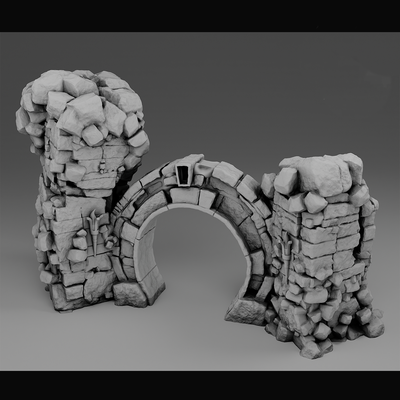 dark dungeons tabletop accessories - stone arched entrance columns game miniature mini figurine character wild west western middle earth ages terrain medieval train d&d war anime keychain 40 hammer diorama 3d print model - Mito3D