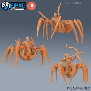 dark elf spider set dnd miniature tabletop miniatures gaming monster 3d model rpg dndminis stl file epic-miniatures dndminiatures 3dprint 3dminiature printedminis 3dprinting dungeon fantasy roleplaying dragon warrior undead pre-supported 3d print model - Mito3D