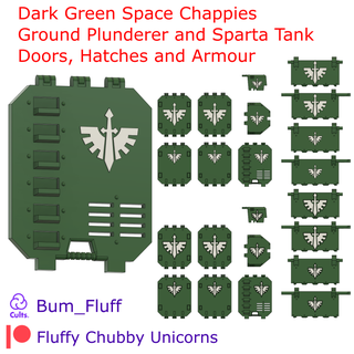 dark green space chappies ground plunderer sparta tank accessories war hammer 42k vehicles chubby unicorn doors spartan 28mm tabletop gaming 30k horus heresy lad mobile plunder 3d print model - Mito3D