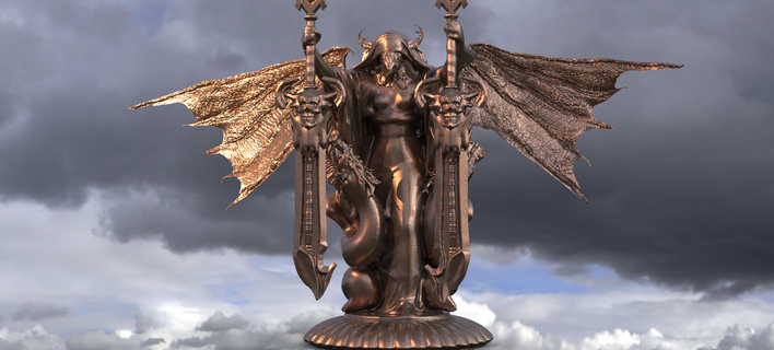 dark hooded demon halloween angel wings sculpture statue statuette wing religiou cherub jesu object krishna animals feather character stone temple fantasy models 3d print model - Mito3D
