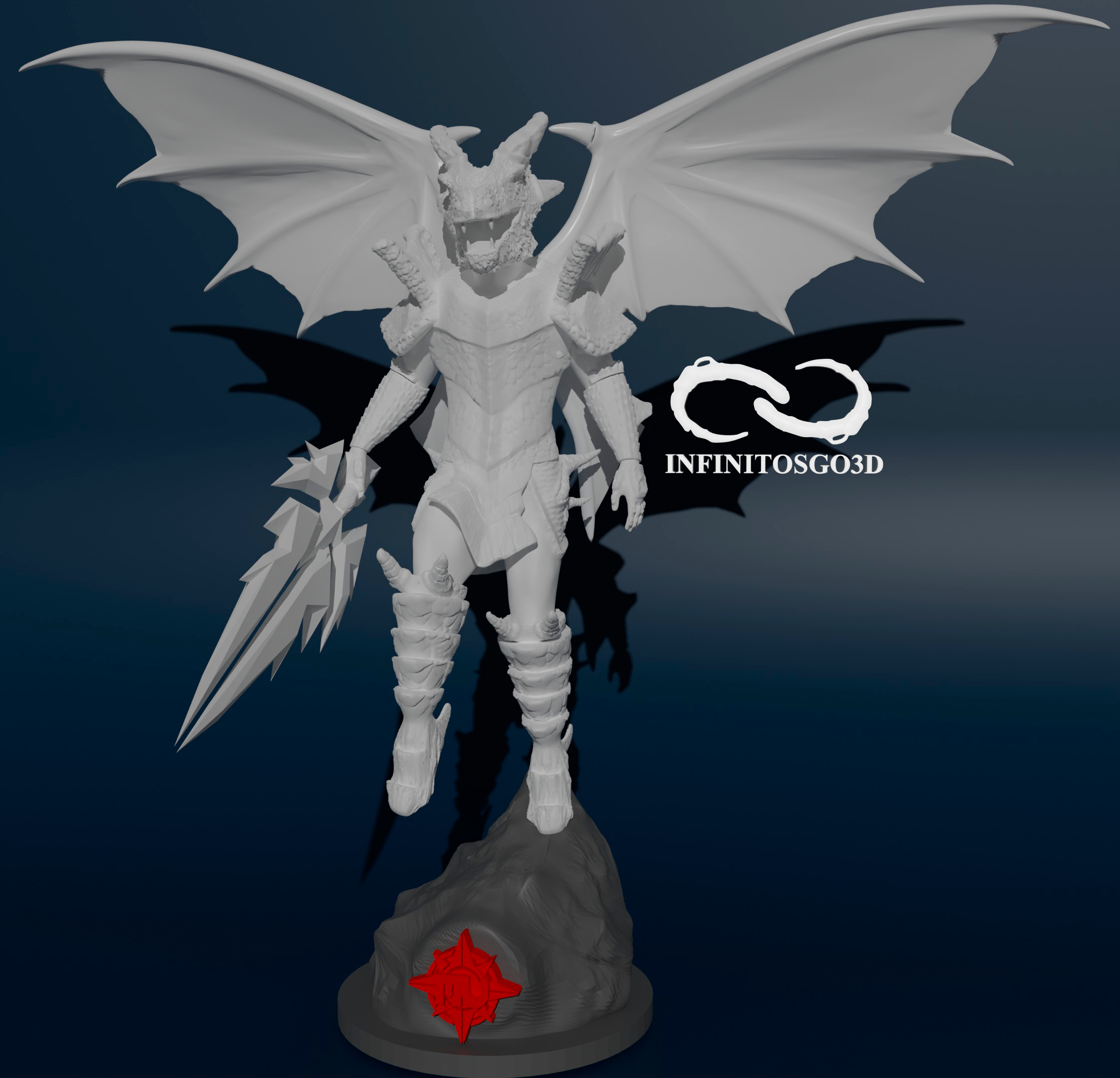 oscuro Caballero mu línea 3D print model - Mito3D