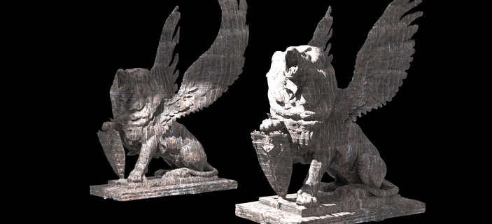 dark lion statue wings 2 versions low poly trending head alien warrior demon character fantasy gravestone halloween fictional creature scary animals mammal 3d print model - Mito3D