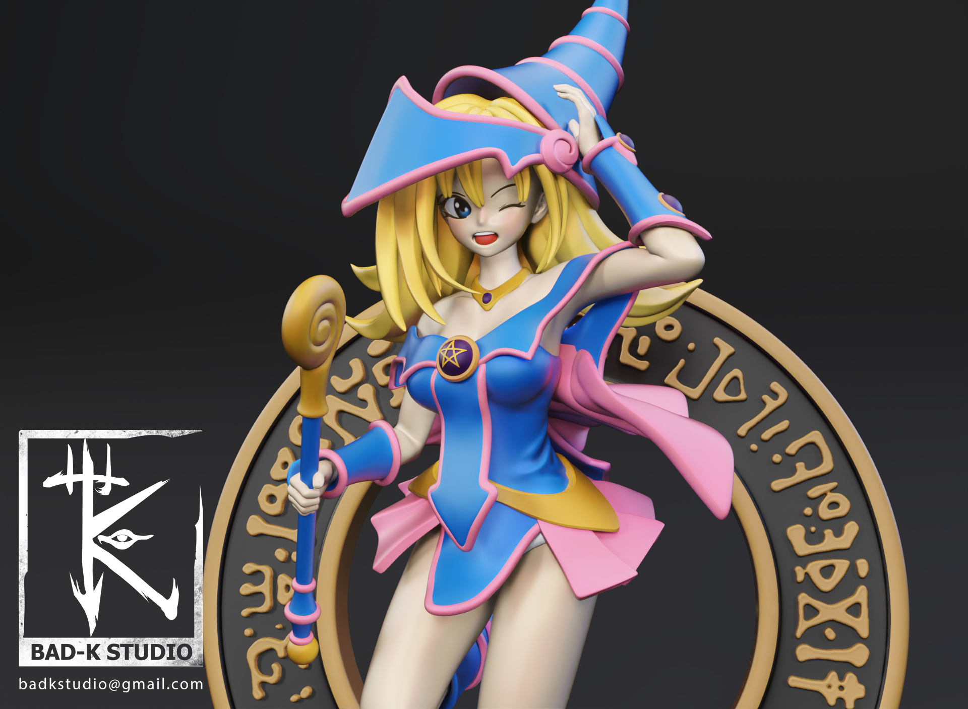 dunkel Zauberer Mädchen Yugioh 3d Drucken Modell Anime Zahl Magier Yugi Manga 3D print model - Mito3D