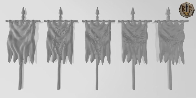 dark minions banners orc orcs banner lotr sbg tabletop 28mm rpg 3d print model - Mito3D