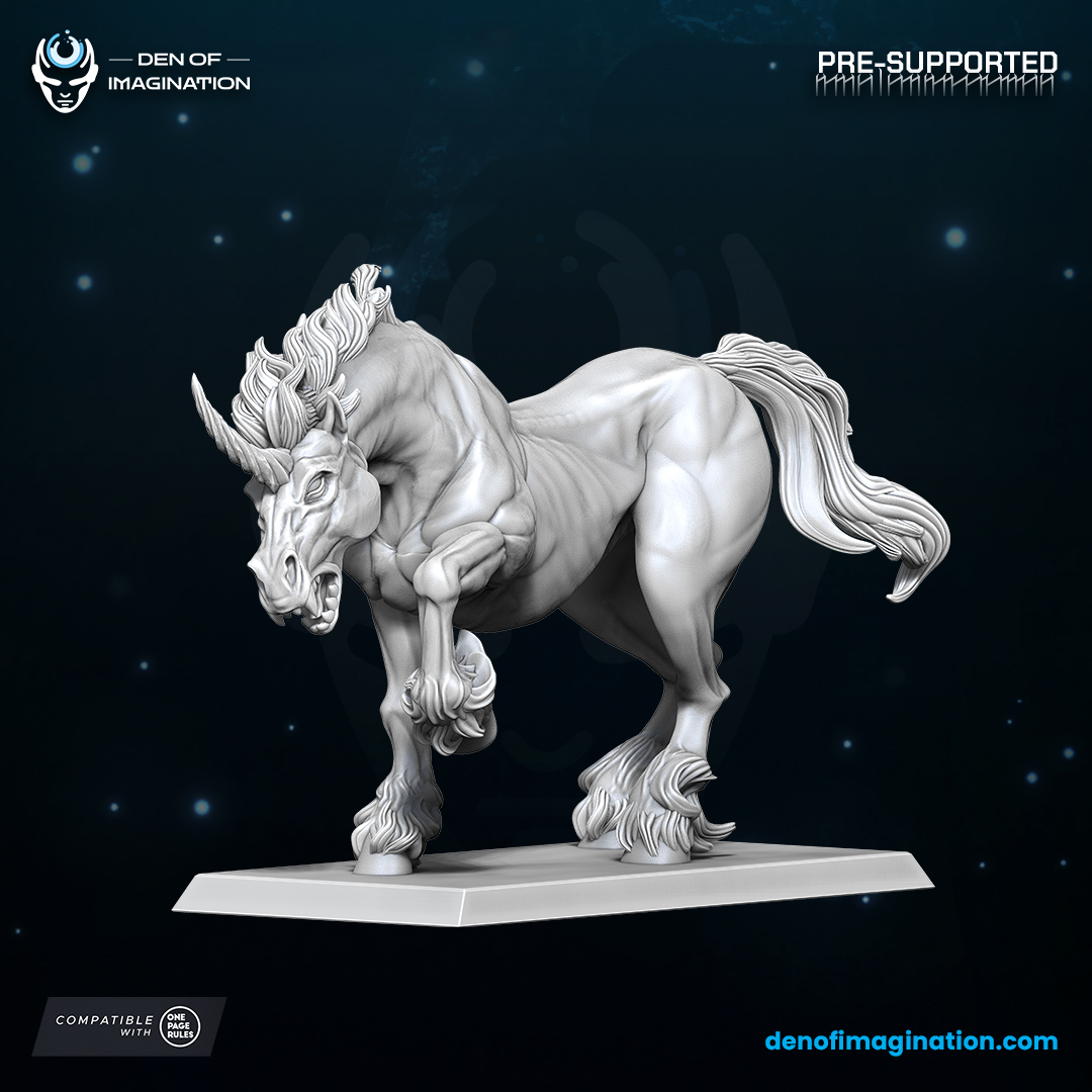 dark unicorn elf elves fantasy knight sword undead vampire horse paladin dnd lance darksteed 3D print model - Mito3D