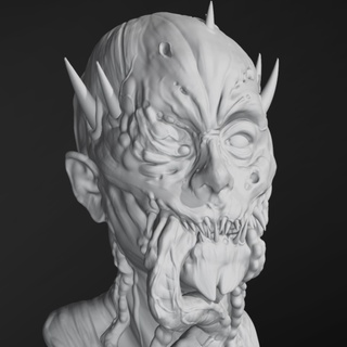 sombre zombi créature buste monstre dragon cornes gothique Goth artiste cliquer joueur dernier d'entre us Ellie clicker vampire morte 3d print model - Mito3D
