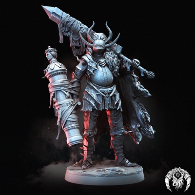 mando oscuro juego gótico héroe horror caballero miniaturas rpg guerra personaje canon pc cañón espada 32mm enloquecido 5e sombrío animales fantasía oscura salmo prohibido 3d print model - Mito3D