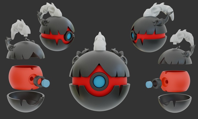 darkrai pokeball pokemon anime pop culture marshadow ball 3d print model - Mito3D