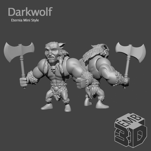 Lobo oscuro eternia Mini's estilo 80s acción figura bárbaro mazmorras dragones fantasía cifras greyskull man masculino maestros universo miniatura miniaturas motu músculos juguete Clásico 3D print model - Mito3D