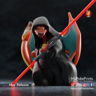 darth maulizard - presupported multimaterial Game charizard charmander star wars maul vader jedi pikachu halloween bulbasaur squirtle mewtwo mew gengar eevee umbreon 3d print model - Mito3D