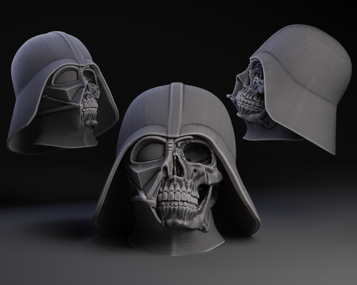 darth vader cráneo darth vader casco esculturas bustos arte 3d print model - Mito3D