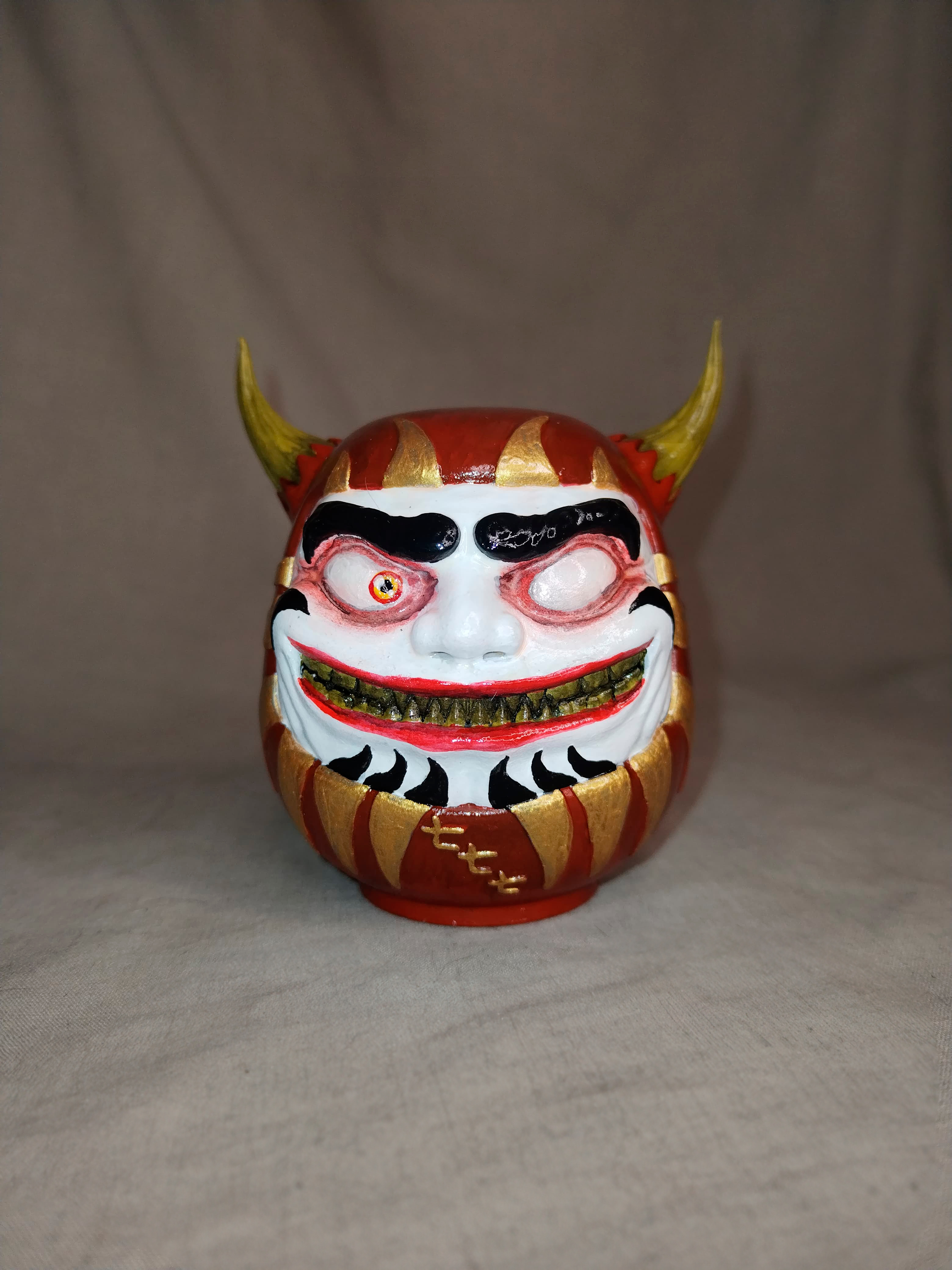 Daruma Japonca Yokai efsane hediye iblis boynuz Sanat oyuncak kültür heykel ürkütücü 3D print model - Mito3D