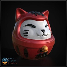 daruma - cat art figurines animal gift fortune luck toy 3d print model - Mito3D