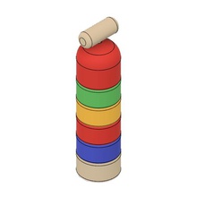 daruma otoshi home japan japanese toy wooden game rainbow face hammer blue green yellow red falling skill mallet jenga 3d print model - Mito3D