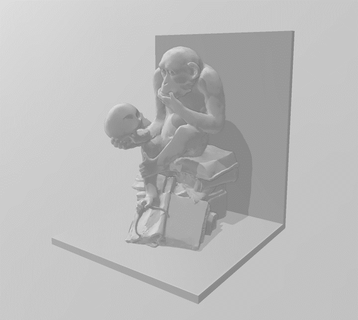 darwin's monkey bookends bookends darwin's monkey monkey skull  3d print model - Mito3D