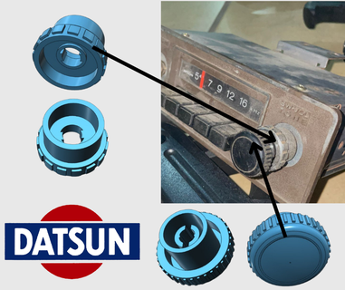 datsun knob + radio insert 1200 1600 120y coupe nissan vintage 3d print model - Mito3D