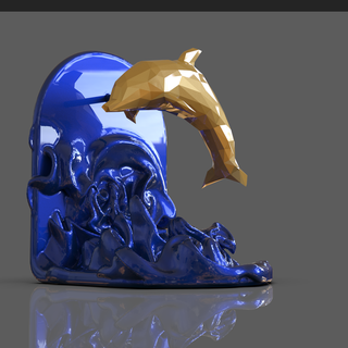 daufino decoration dolphin status sea poly lowpoly simple nice art sla 3d print model - Mito3D