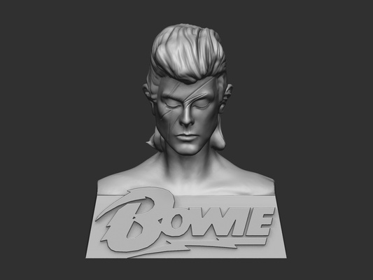 david bowie buste statue sculpture pop roche musique 80s 80 3d print model - Mito3D