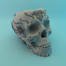morto crânio vaso flores México arte Panela Catrina 3d print model - Mito3D