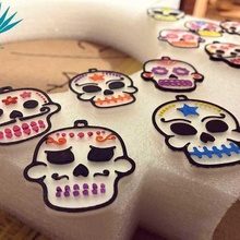 day dead skull keychain x6 death mexican mexico calaverita key ring 3d print model - Mito3D