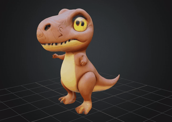 dbx cute dino 1 art dinosaur dinossauro dinossaur trex t-rex dyno animal character toy kids 3d print model - Mito3D