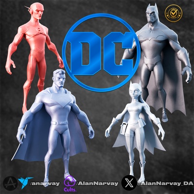 dc karakterler paketlemek v1 batman süpermen yarasa kız flaş sanat toplamak süper kahramanlar oyuncaklar kopya minyatürler rakamlar 3d print model - Mito3D