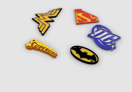 dc universe keychains 5pcs superman batman comics wonderwoman supergirl llaveros dyi gifts superheroes logos 3d print model - Mito3D