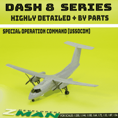 de havilland canada dash 8 ussocom v5 game q100 special operation command q300 q400 propeller aircraft jetliner propliner 1 200 144 87 56 32 72 300 3d print model - Mito3D