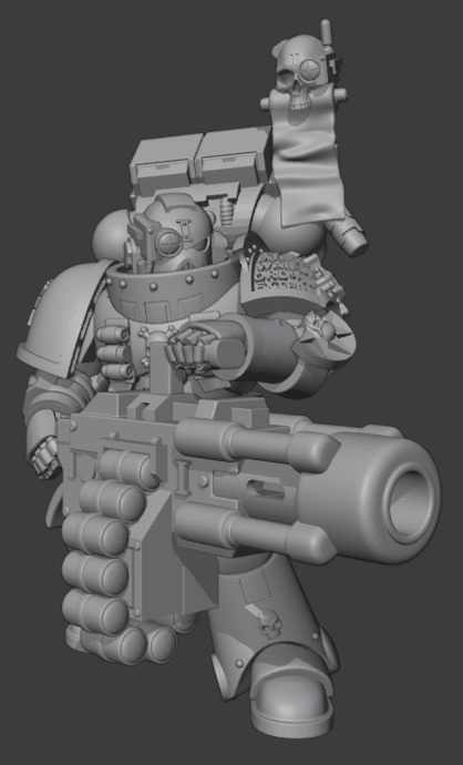 deadly watcher frag nade guy cannon deathwatch 41k war hammer inquisition 3D print model - Mito3D
