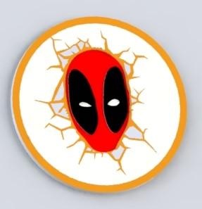deadpool's coaster one deadpool coasters 3d printing drink coasters marvel superhero anti-spill protective regenerating red black fourth wall merc mouth wade wilson marvel comics fan art geek decor collectible pop culture home accessories unique gifts  3d print model - Mito3D