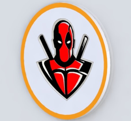 deadpool's coaster two deadpool coasters 3d printing drink marvel superhero anti-spill protective regenerating red black fourth wall merc mouth wade wilson comics fan art geek decor collectible pop culture home accessories unique gifts 3D print model - Mito3D