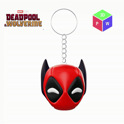 deadpool & wolverine keychain stl toy 3d printing keyring no support needed quick print 3d print model - Mito3D