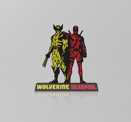 deadpool & wolverine silhouette home deadpool&wolverine wolverine&deadpool display portrait wallpaint marvel ryan renolds 3d print model - Mito3D