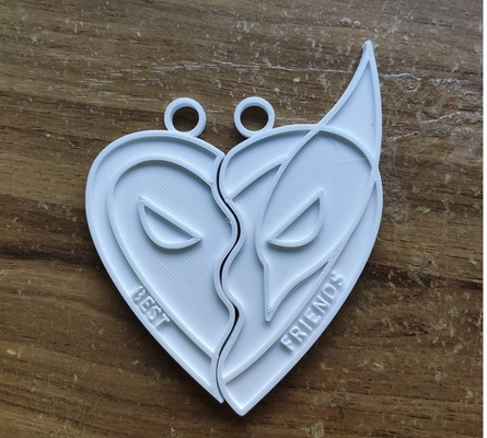 deadpool 3 wolverine heart keychain logo badge disney deadpool3 keyring pendant medal anime couple sanvalentin marvel marveluniverse ryanreynolds 3d print model - Mito3D