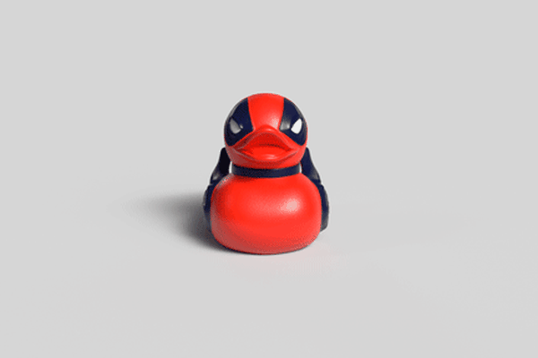 deadpool duck stl xmen bath yellow rubber toy floaty duckling quack water bird 3d print model - Mito3D