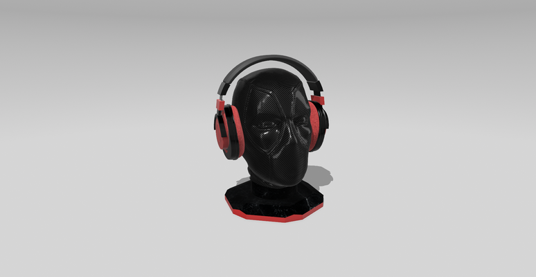 dead pool casque musique titulaire soutien écouteurs joueur merveille super héros carcajou pc ensemble up 3d print model - Mito3D