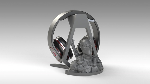 deadpool headphone stand headphones apple beats bamboo lab gift ideas 3d print model - Mito3D
