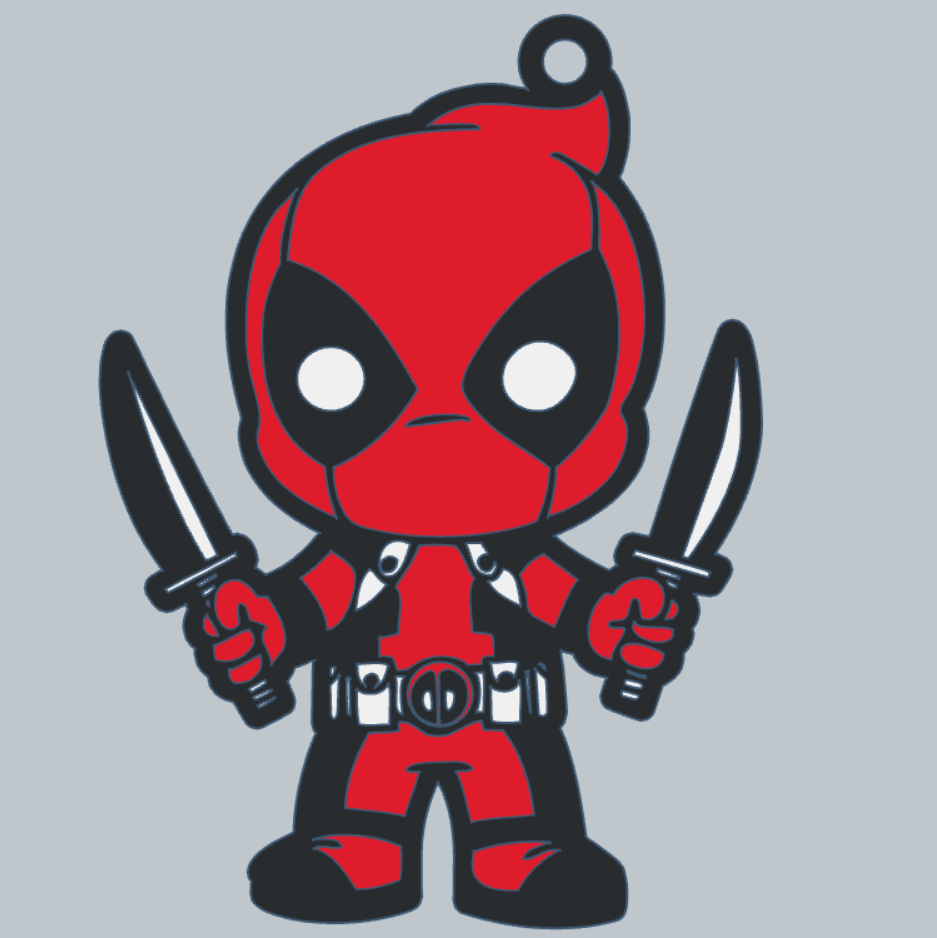 deadpool keychain chibi format 3d printing stl knife fun tender suit red black quality durability antihero fans accessory funny adorable peculiar 3D print model - Mito3D