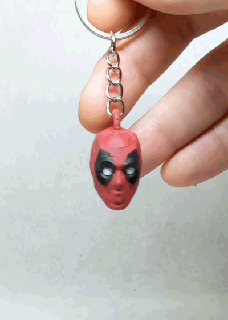 deadpool keychain shocked expression version 3d print model - Mito3D