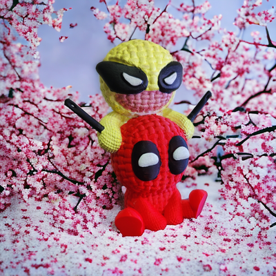 deadpool wolverine crochet support free cute knitted croche marvel marvels superhero hero decor no supports needed cuteness toy art spiderman 3d print model - Mito3D