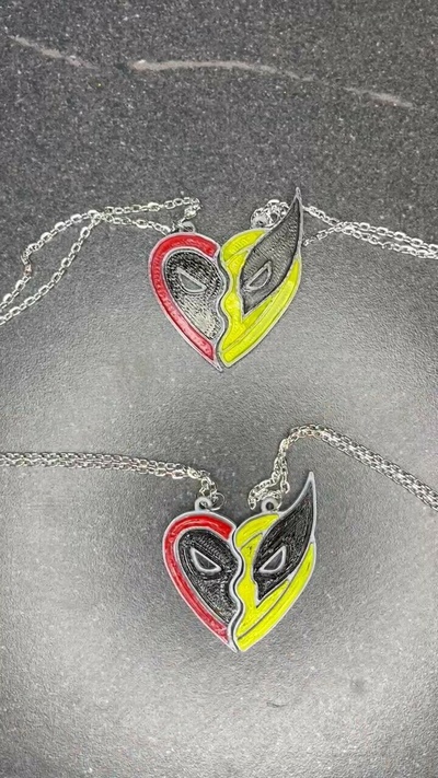 deadpool wolvertine friendship charms marvel wolverine 3 superbowl necklace 3d print model - Mito3D