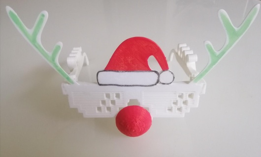anlaştık Noel yıl Gözlük Rudolph kırmızı burun 3d print model - Mito3D