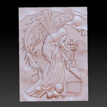 la mort faucheuse modèle bas-relief 2 art grim-reaper - esprit chrétienne specter religon le crâne peinture cnc 3d gravure sculpture sur bois de relief 3d print model - Mito3D