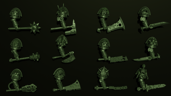 death guard arms pack death guard arms weapon axe blade mace root cleaver unclean  3d print model - Mito3D