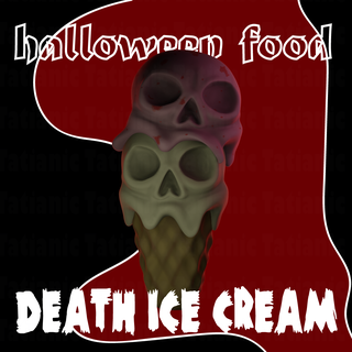 death ice cream doble halloween skull food dessert art creepy terror magical magic keychain 3d print model - Mito3D
