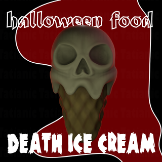 death ice cream simple halloween skull terror food dessert creepy magic magical keychain art 3d print model - Mito3D